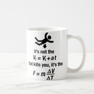 physics - it's the sudden deceleration that kills coffee mug