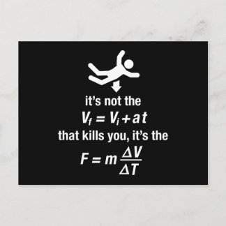physics - it's the sudden deceleration that kills postcard