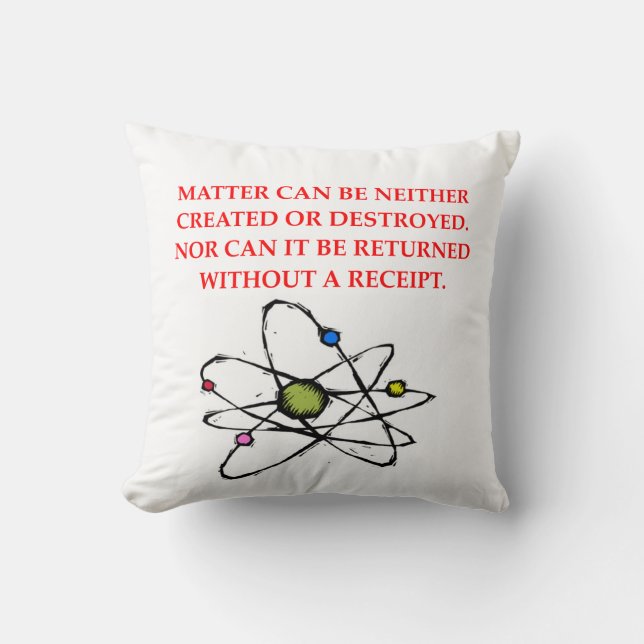 physics joke throw pillow (Front)
