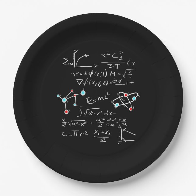 Physics Math Formula Teacher Student Atoms and Mol Paper Plates (Front)