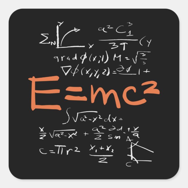 Physics Math Formula Teacher Student EMC2 Square Sticker (Front)