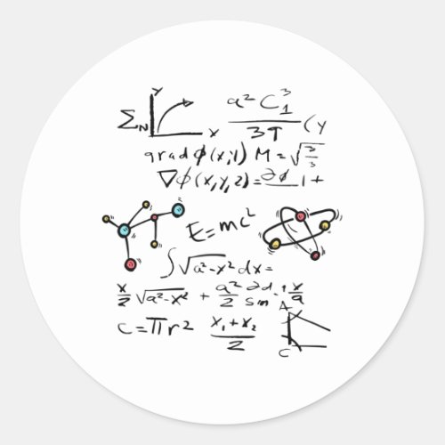 Physics Math Formula Teacher Student Molecules Classic Round Sticker