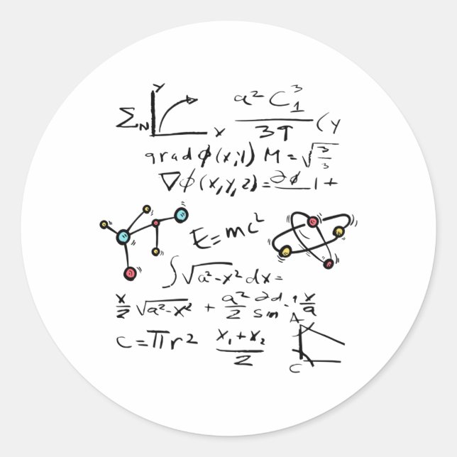 Physics Math Formula Teacher Student Molecules Classic Round Sticker (Front)