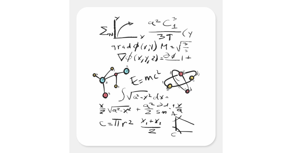Physics Math Formula Teacher Student Molecules Squ Square Sticker | Zazzle