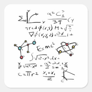 Physics Math Formula Teacher Student Molecules Square Sticker