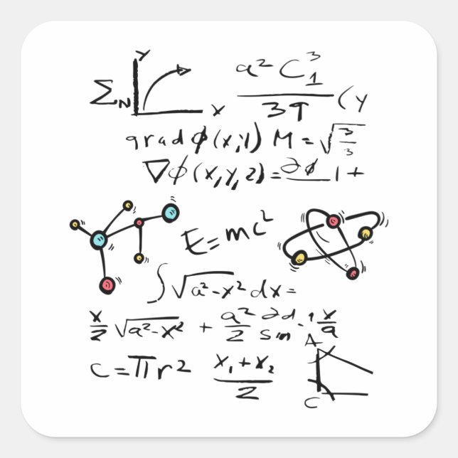 Physics Math Formula Teacher Student Molecules Square Sticker (Front)