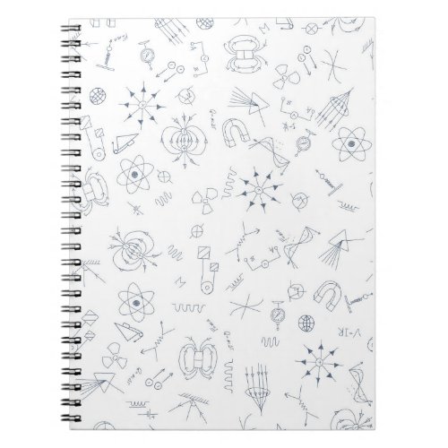 Physics scientific symbols pattern notebook