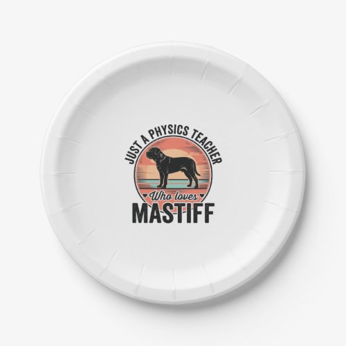 Physics Teacher Loves Mastiff Vintage Dog Shirt_1 Paper Plates