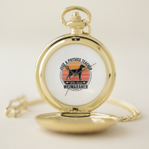 Physics Teacher Loves Weimaraner Vintage Dog Desig Pocket Watch