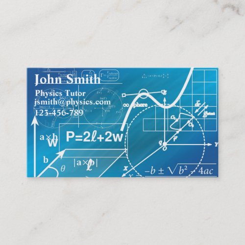 Physics teacher physics science tutor business card