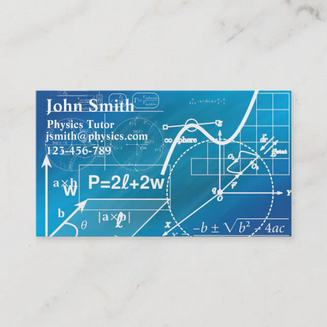 Physics teacher physics science tutor business card | Zazzle