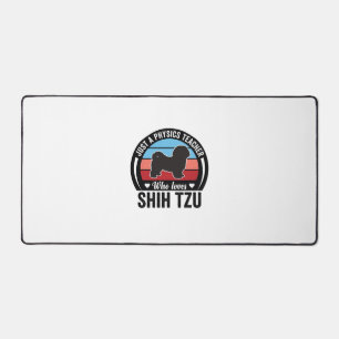 Physics Teacher Shih Tzu Vintage Dog Shirt Design_ Desk Mat