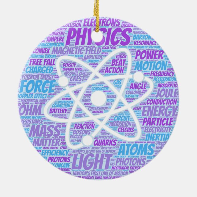 Physics Word Cloud Ceramic Ornament (Back)