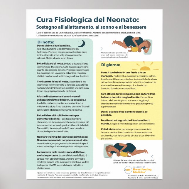 Physiologic Infant Care Poster (Italian) (Front)