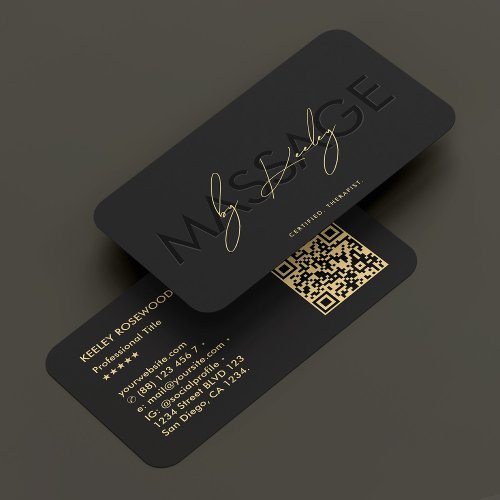 Physiotherapist Massage Therapist Black Modern Business Card