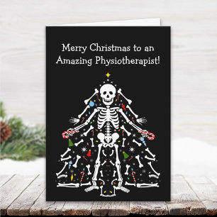 Physiotherapist Merry Christmas Tree Skeleton Card