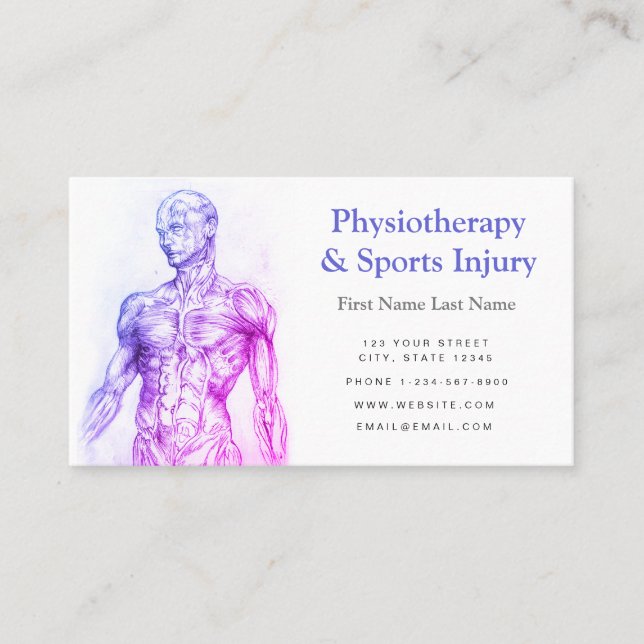 Physiotherapy and Sports Injury Business Card (Front)