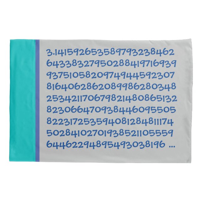 Pi 200 Digits Blue Pillow Case (Back)