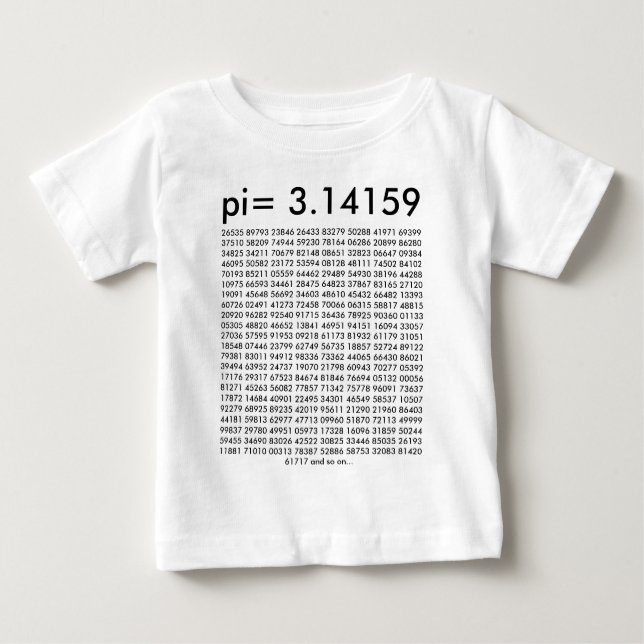 pi= 3.14159 and so on Math Fashion pi Day Digits Baby T-Shirt (Front)