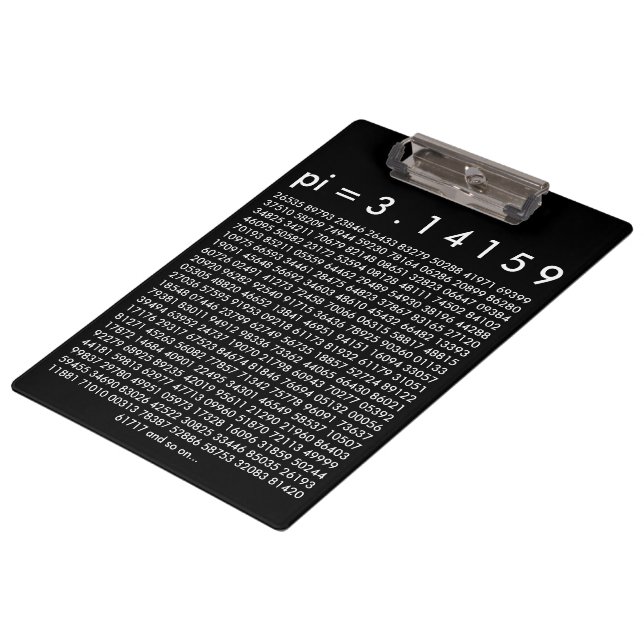 pi= 3.14159 Black White Math Science pi Day Digits Clipboard | Zazzle