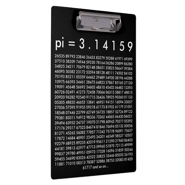 pi= 3.14159 Black White Math Science pi Day Digits Clipboard | Zazzle