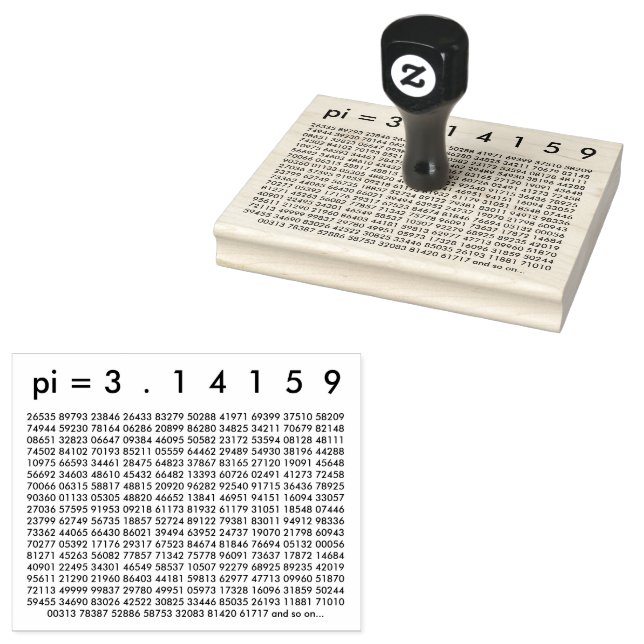 pi= 3.14159 Black White Math Science pi Day Digits Rubber