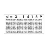 pi= 3.14159 Black White Math Science pi Day Digits Rubber