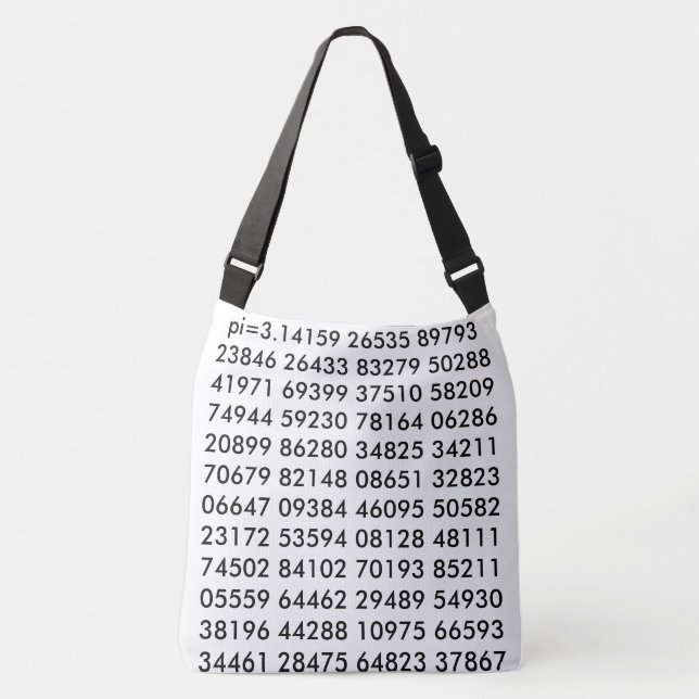 pi= 3.14159 Math Science pi Day Digits black white Crossbody Bag (Front)
