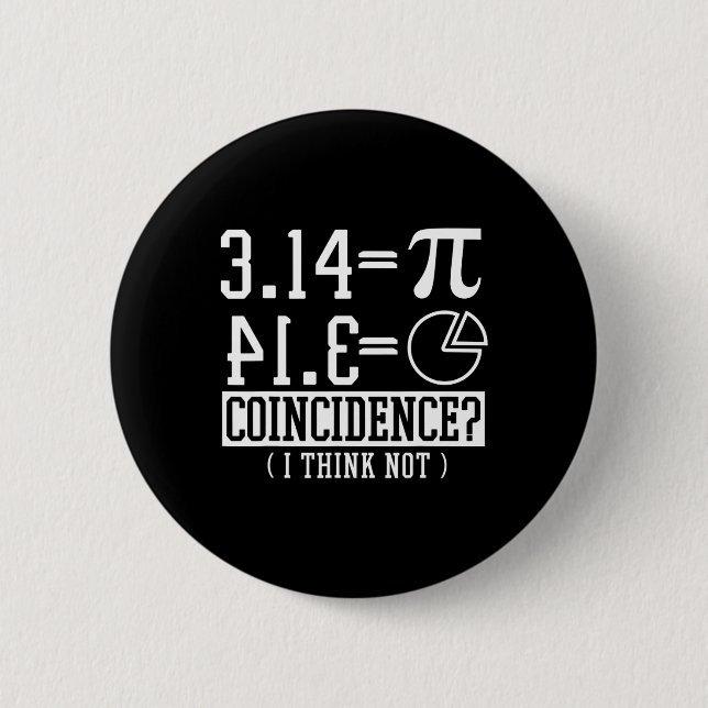 Pi 3.14 Math Happy 14th March Birthday Coincidence Button (Front)