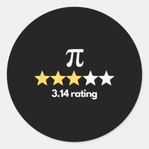 Pi 3.14 Star Rating Funny Pi Humor Pi Day Novelty Classic Round Sticker