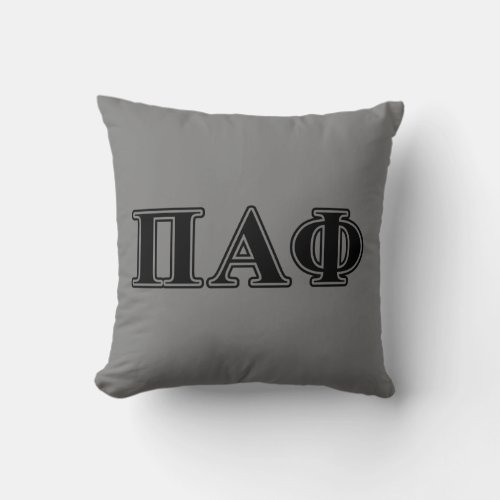 Pi Alpha Phi Black Letters Throw Pillow