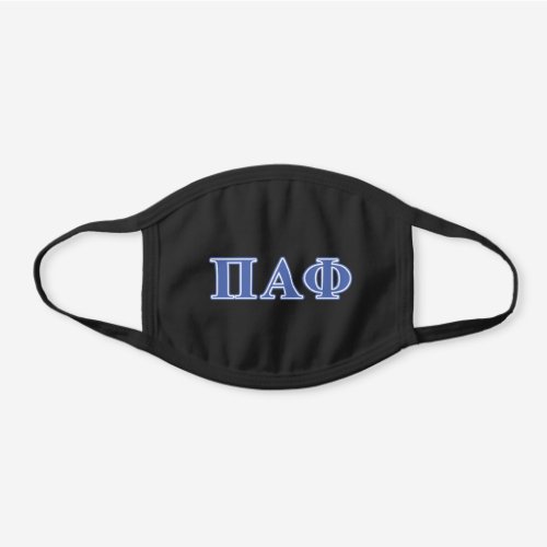 Pi Alpha Phi Blue Letters Black Cotton Face Mask