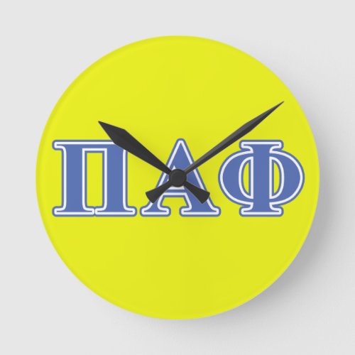 Pi Alpha Phi Blue Letters Round Clock