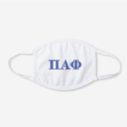 Pi Alpha Phi Blue Letters White Cotton Face Mask