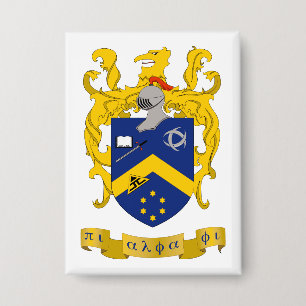 Pi Alpha Phi Fraternity Blue & Gold Coat of Arms Button