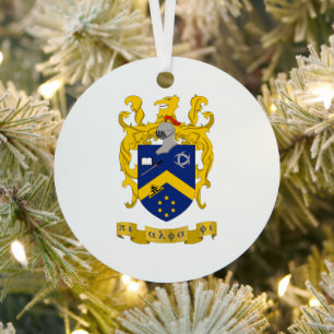 Pi Alpha Phi Fraternity Blue & Gold Coat of Arms Metal Ornament