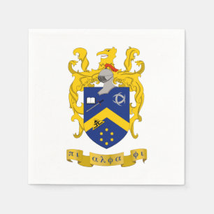 Pi Alpha Phi Fraternity Blue & Gold Coat of Arms Napkins