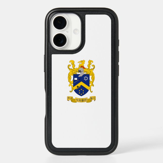 Pi Alpha Phi Fraternity Blue & Gold Coat of Arms Otterbox iPhone Case (Back)