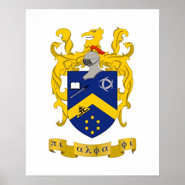 Pi Alpha Phi Fraternity Blue & Gold Coat of Arms Poster
