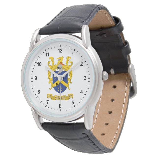 Pi Alpha Phi Fraternity Blue & Gold Coat of Arms Watch (Angled)