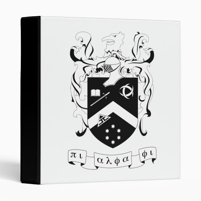 Pi Alpha Phi Fraternity Coat of Arms B&W 3 Ring Binder (Front/Spine)