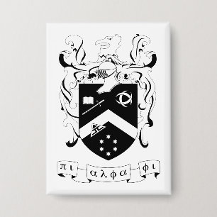 Pi Alpha Phi Fraternity Coat of Arms B&W Button