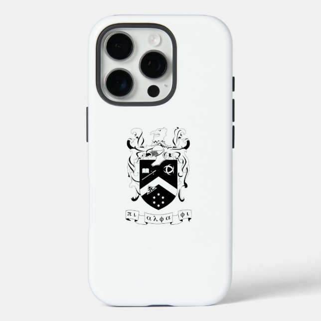 Pi Alpha Phi Fraternity Coat of Arms B&W Case-Mate iPhone Case (Back)