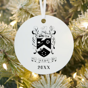 Pi Alpha Phi Fraternity Coat of Arms B&W Metal Ornament