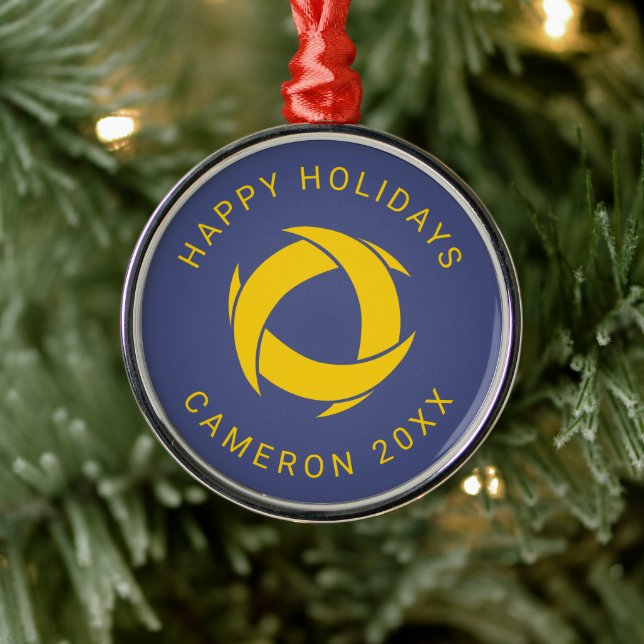 Pi Alpha Phi Fraternity Dynamic Circular Logo Metal Ornament (Tree)