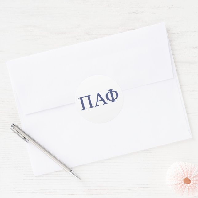 Pi Alpha Phi Fraternity Greek Letters Logo Classic Round Sticker (Envelope)