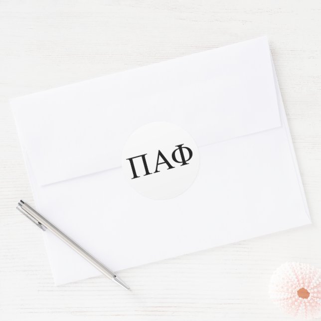 Pi Alpha Phi Fraternity Greek Letters Logo Classic Round Sticker (Envelope)