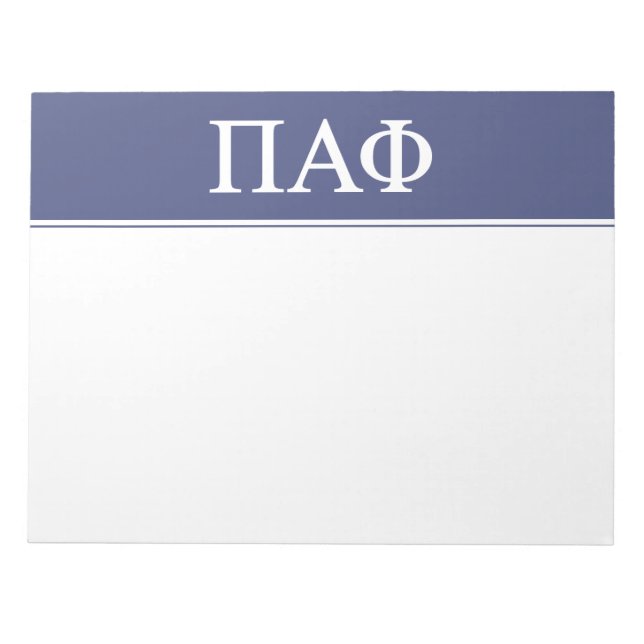 Pi Alpha Phi Fraternity Greek Letters Logo Notepad (Front)
