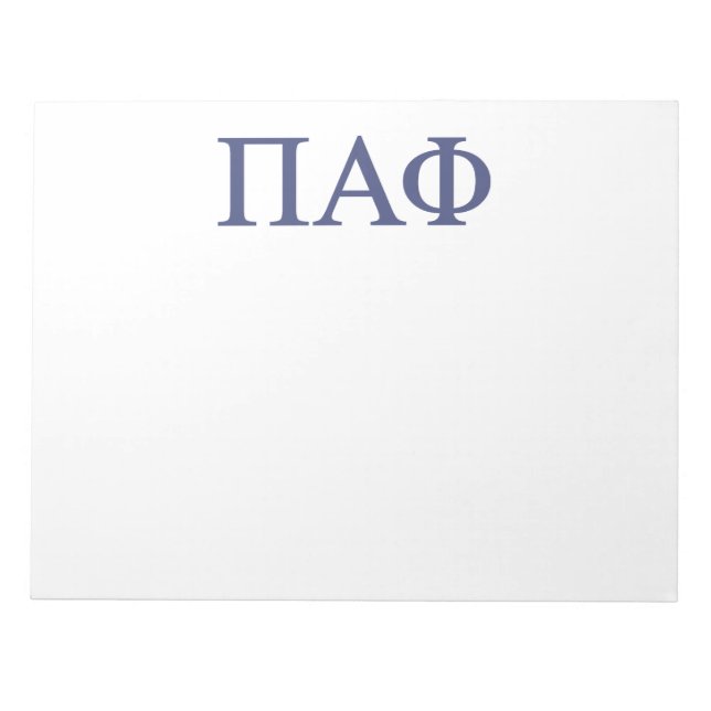 Pi Alpha Phi Fraternity Greek Letters Logo Notepad (Front)