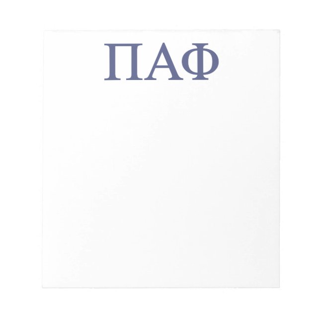 Pi Alpha Phi Fraternity Greek Letters Logo Notepad (Front)